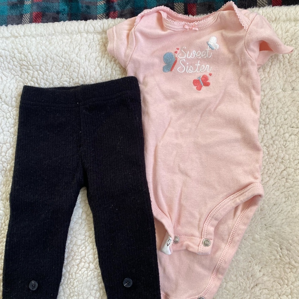 Lightly used baby bottoms and onesie